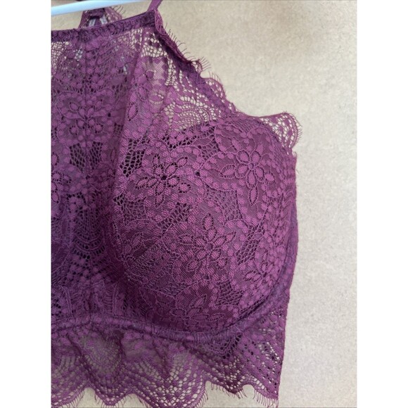 PINK Victoria's Secret Lace Bralette Womens Burgundy Size S D-DD Push Up - Picture 3 of 8